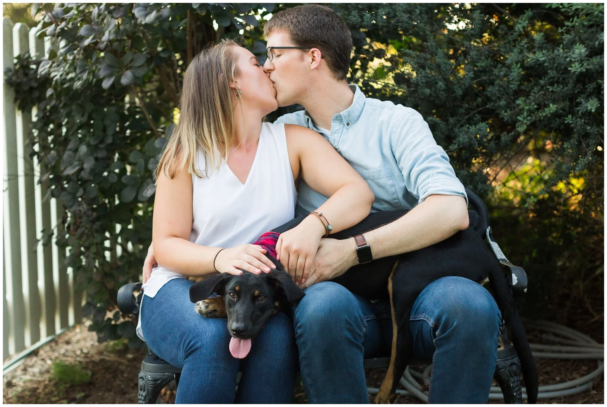 Fall family photos at Andre Viette Nursery in Fisherville VA featuring a german shepherd puppy
