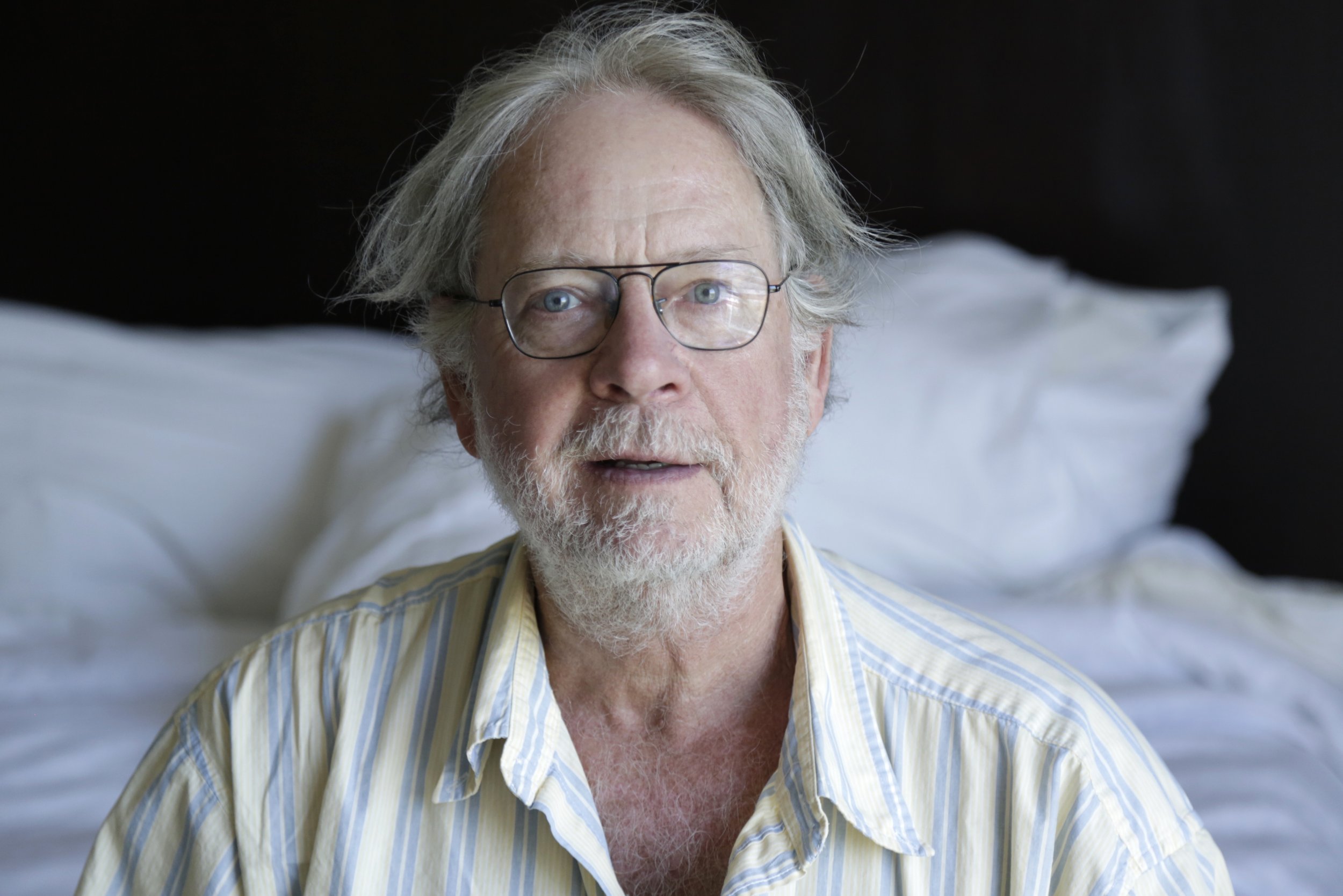  Author Padgett Powell poses for a portrait in his hotel room after his reading at Word of South festival in Tallahasse, Fla., on April 9, 2017. 