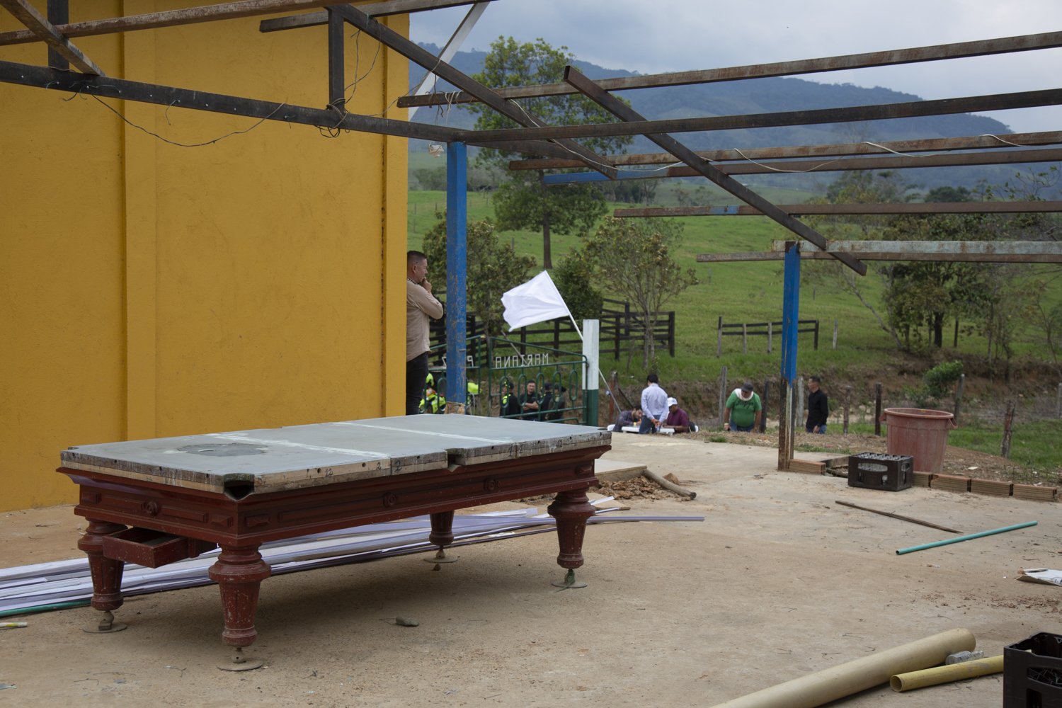    Scenes from the Mariana Paez ETCR March 29, 2023. Police patrol the community of former FARC combatants and their families ahead of a visit by the nation’s president, Gustavo Petro. Resident’s have already begun to dismantle the town they’ve spent