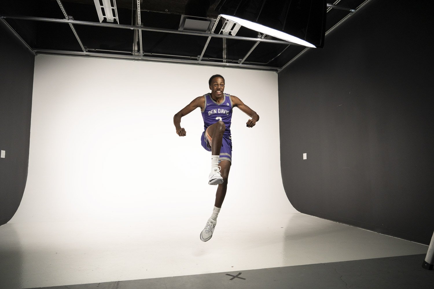  Ben Davis Giants Mark Zackery IV shows off his athleticism Tuesday, Oct. 10, 2023, during a photoshoot of the IndyStar boys basketball preseason superteam in the IndyStar photo studio in Indianapolis. 