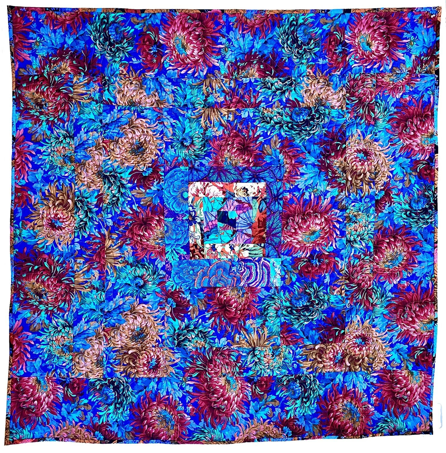 Blue with Orange Floral