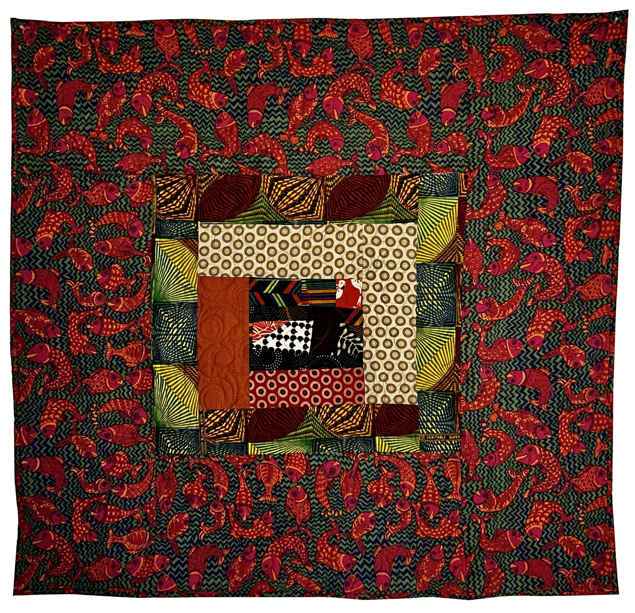 African Prints Collage with Fish