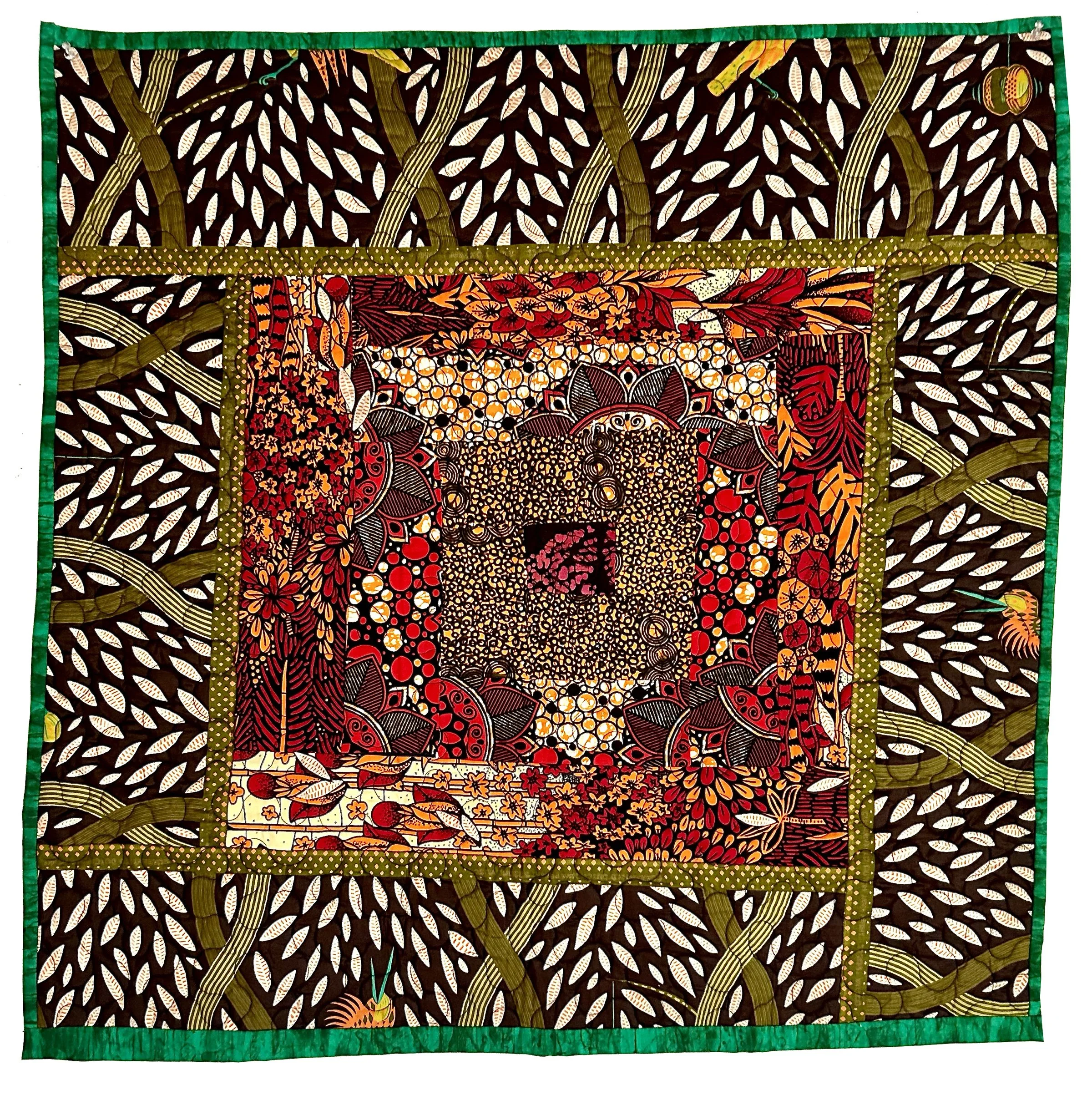 Orange Green with Birds