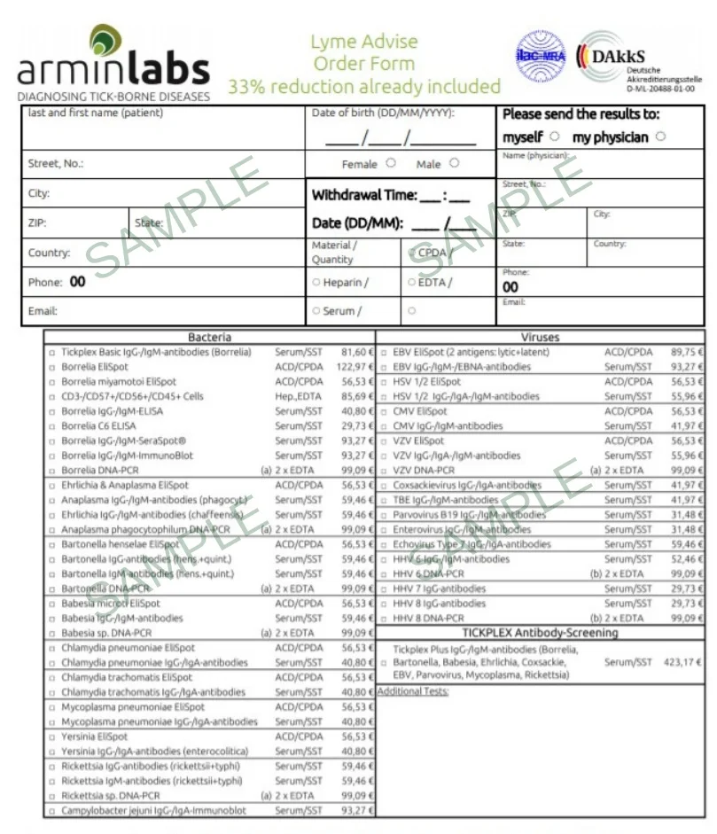 Armin Lab Test Kit Lyme Advise