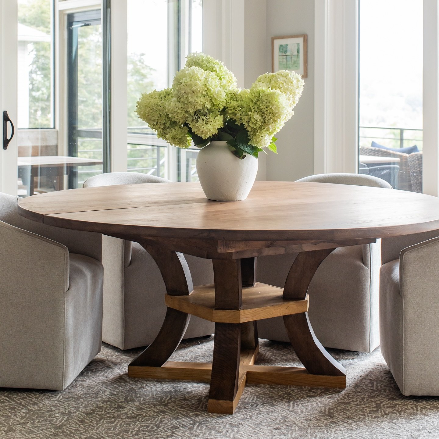 It was a pleasure collaborating with the team @shopflourishspaces to bring this custom dining table to life. My clients love to entertain and wanted a table to accommodate their large circle 😉 of friends and family. It spends most days as a 70&rdquo