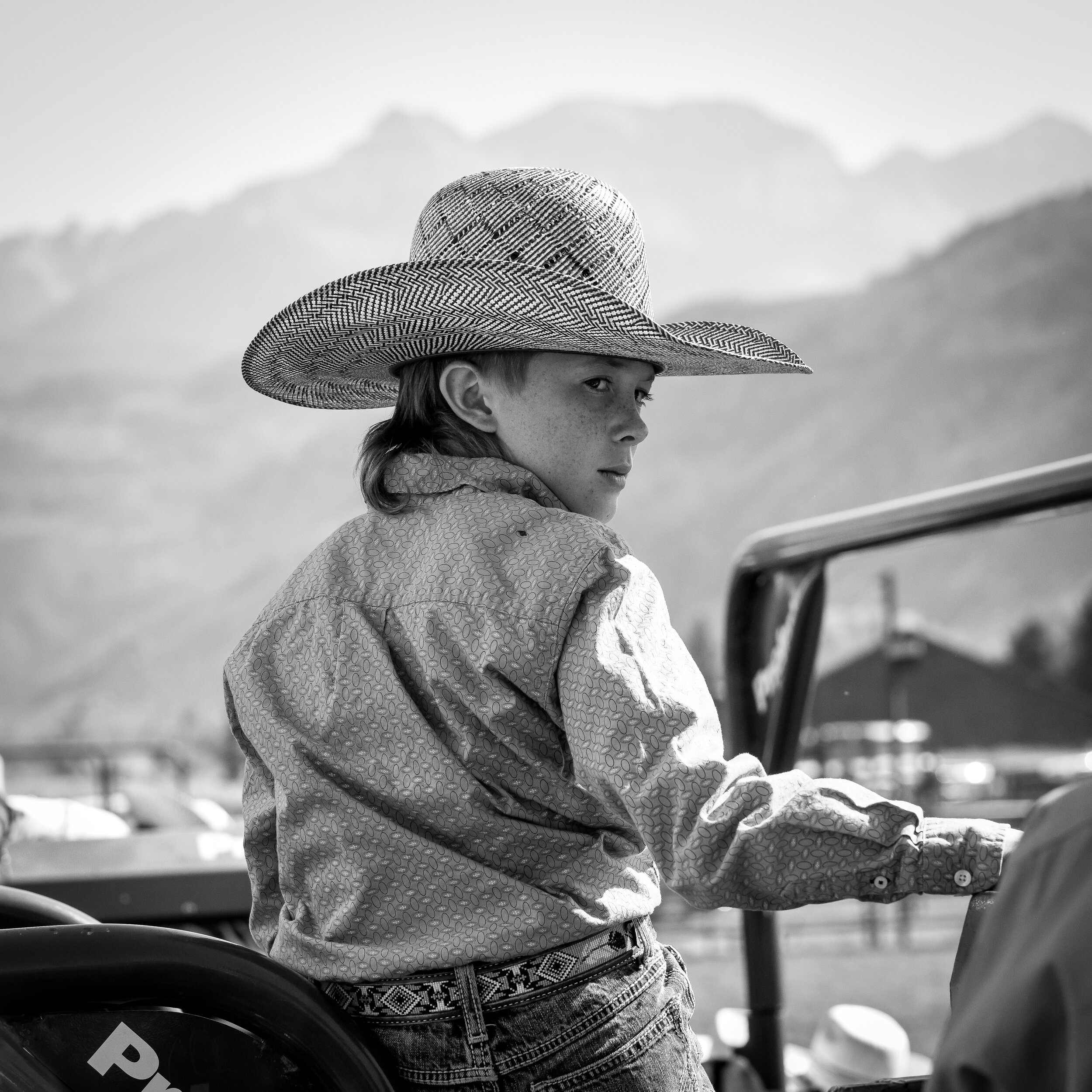  A young Cowboy at the 2021 Ridgeway Rodeo in Colorado  