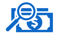 Magnifying glass examining money icon. Senior Care Referral Services of Oklahoma Oklahoma county Cleveland county Oklahoma OKC Edmond Oklahoma County care living costs assisted living independent living memory care maintenance elderly care finances quality meals physical activity community group healthcare