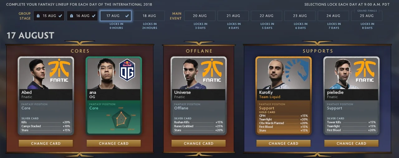 Group Stage day 3 cards.