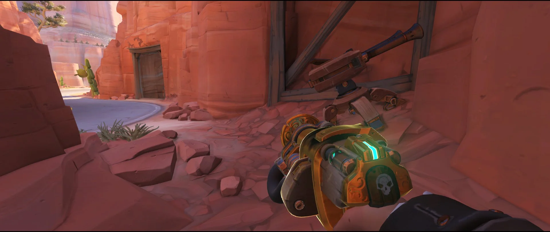 Below catwalk turret placement Torbjorn Route 66 Overwatch