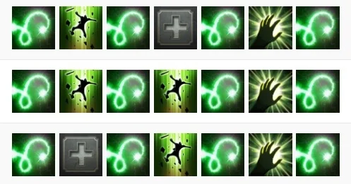 This picture shows the top 3 most used skill builds by pro players in December. The skill without an icon is Arcane Supremacy. Data and image courtesy of datDota.