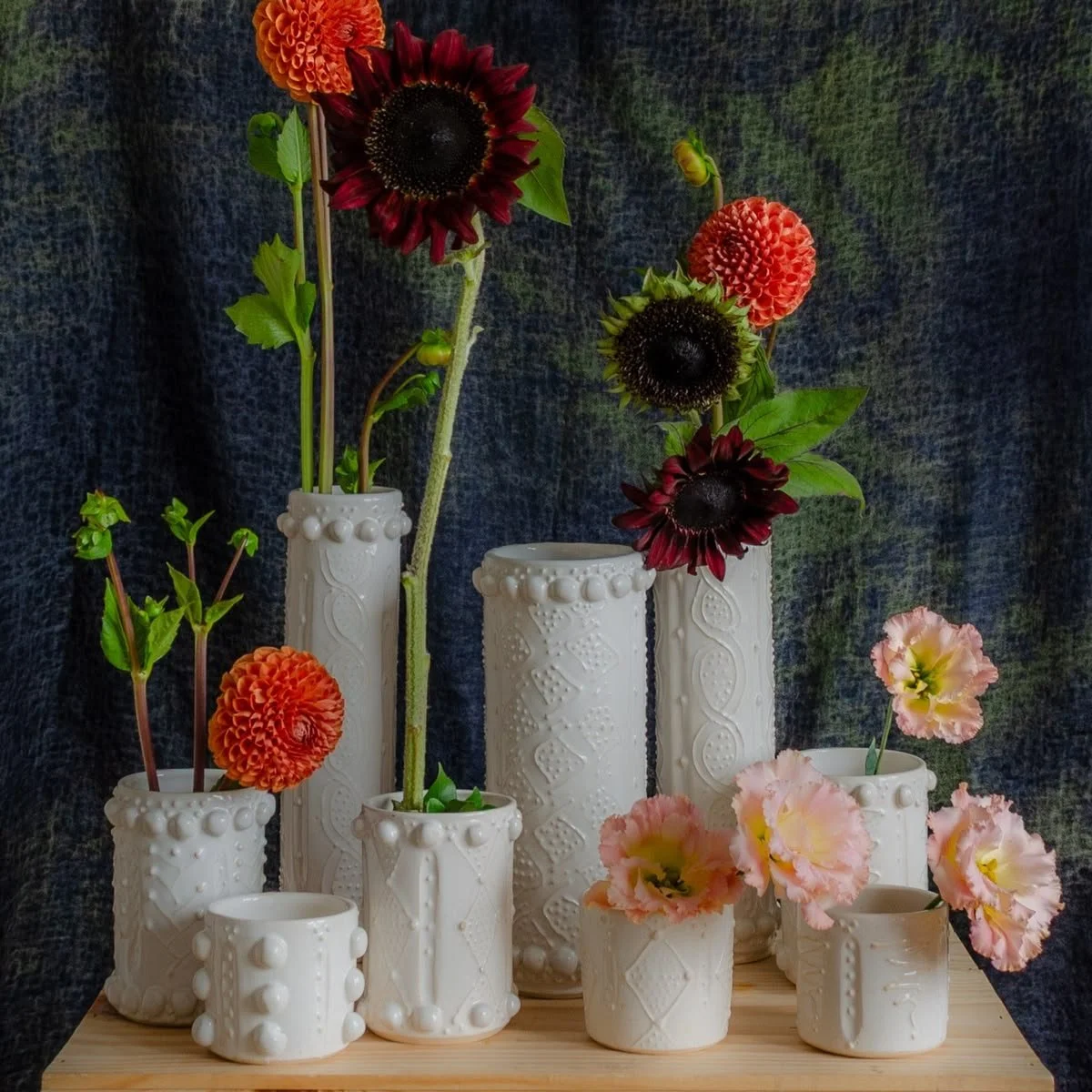 SHEILA FOX POTTERY  Aran Stitch Vases