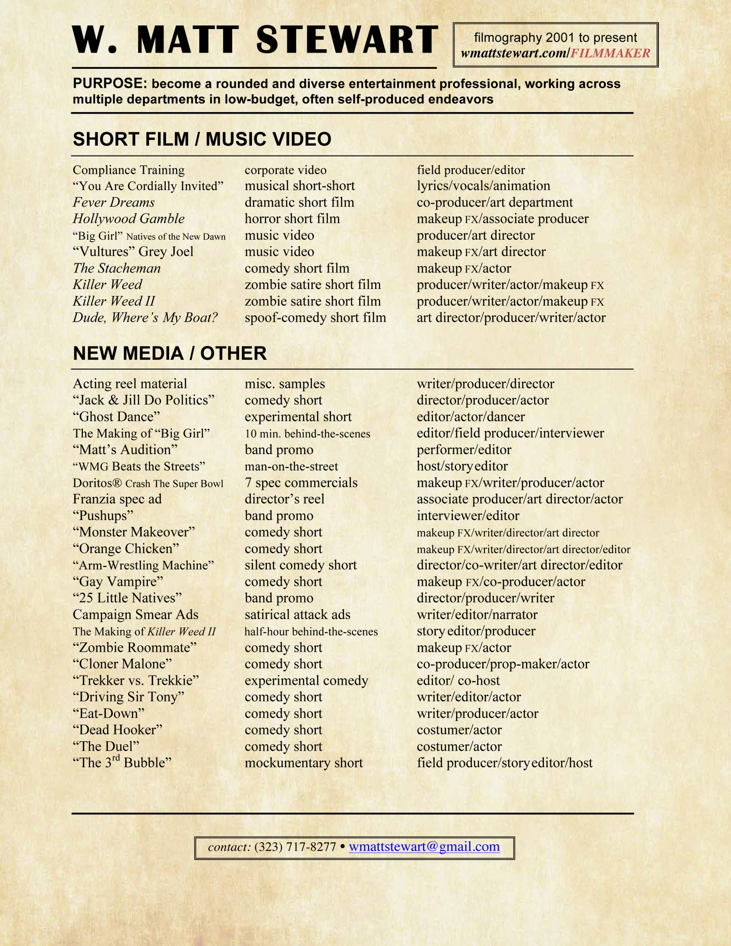 production resume