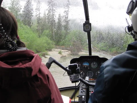 Don landing in a tight spot in the pouring rain