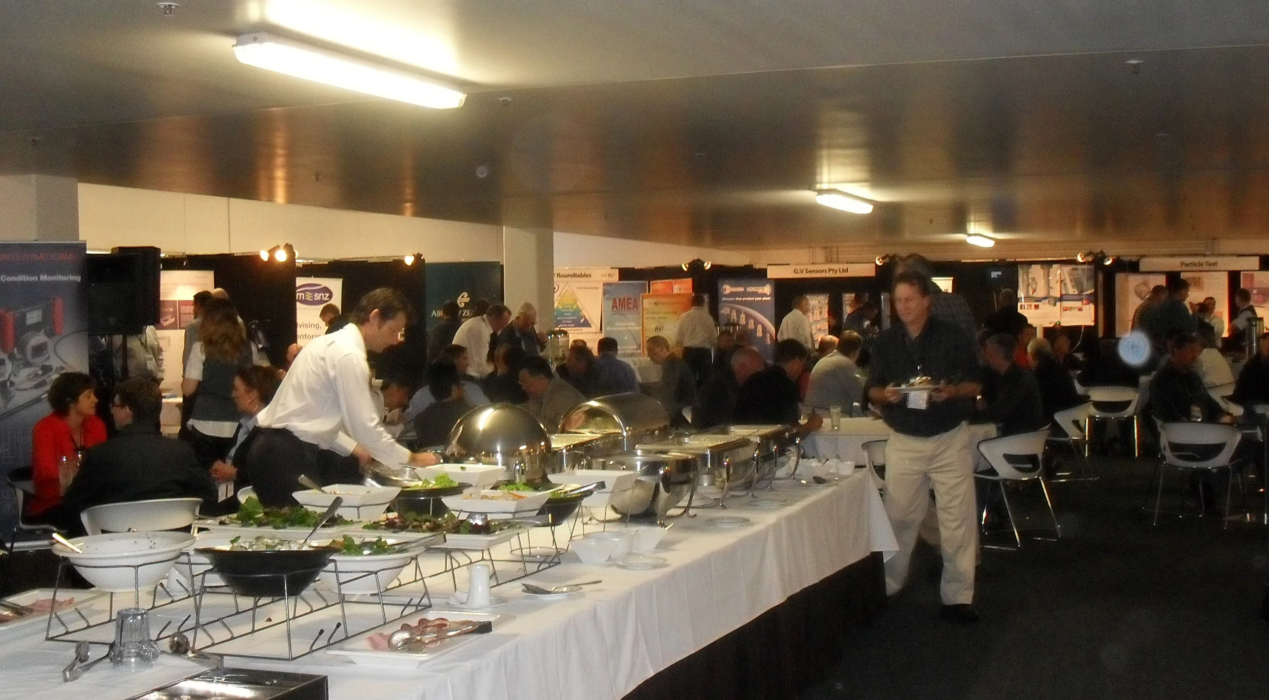 Exhibition Hall - buffet lunch amidst trade-stands