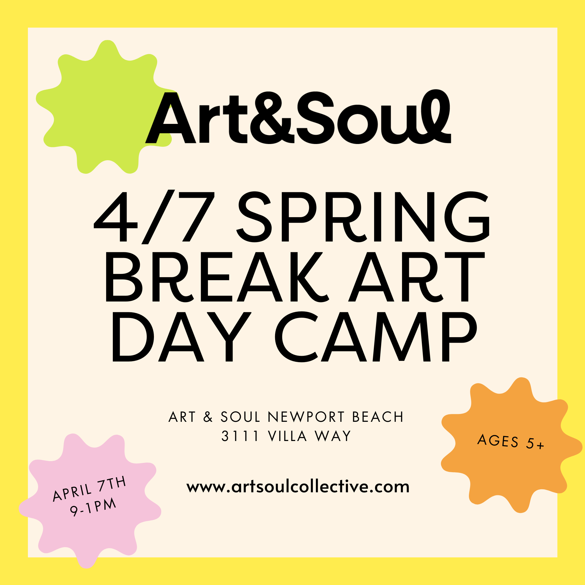 NB 4/7  Spring Break Art Day Camp
