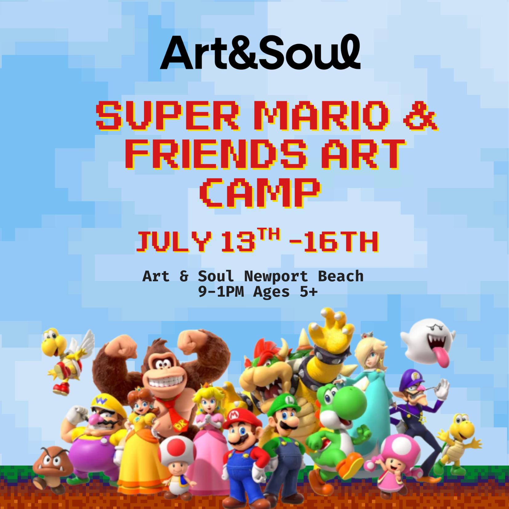 NB Super Mario & Friends Art Camp 7/13-7/16 Morning 9-1PM