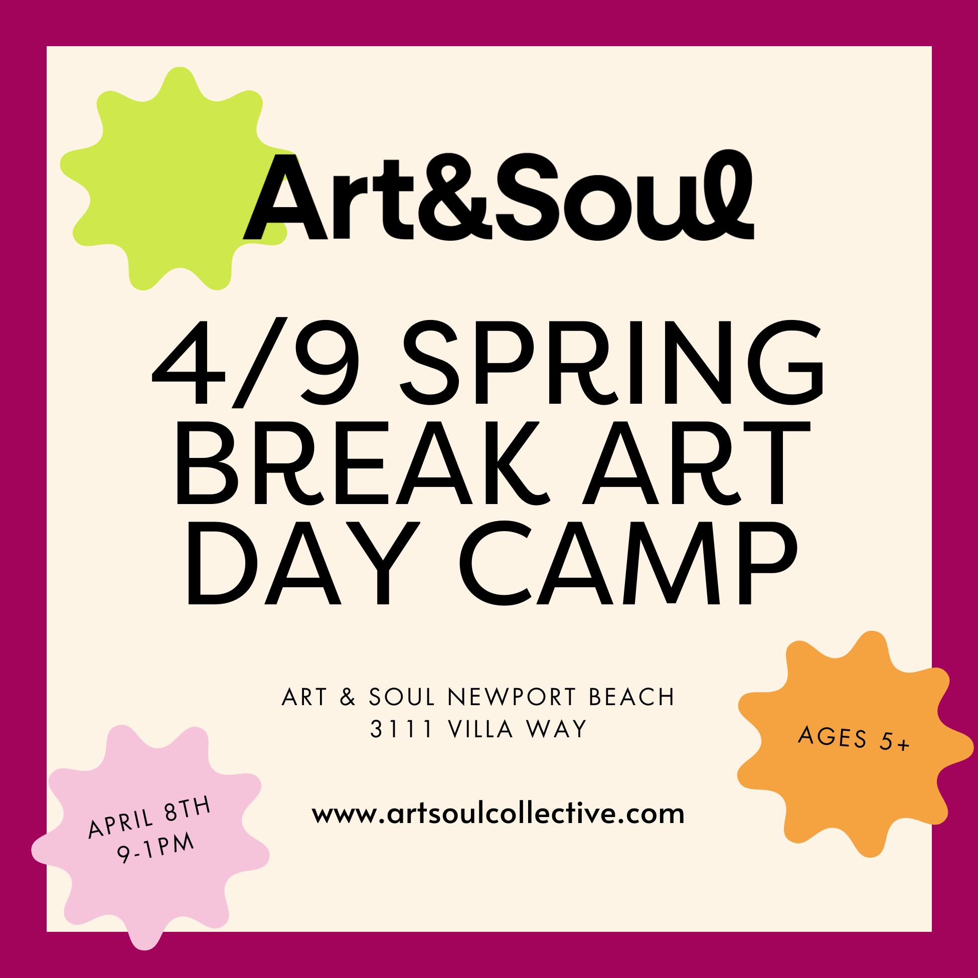 NB 4/9 Spring Break Art Day Camp