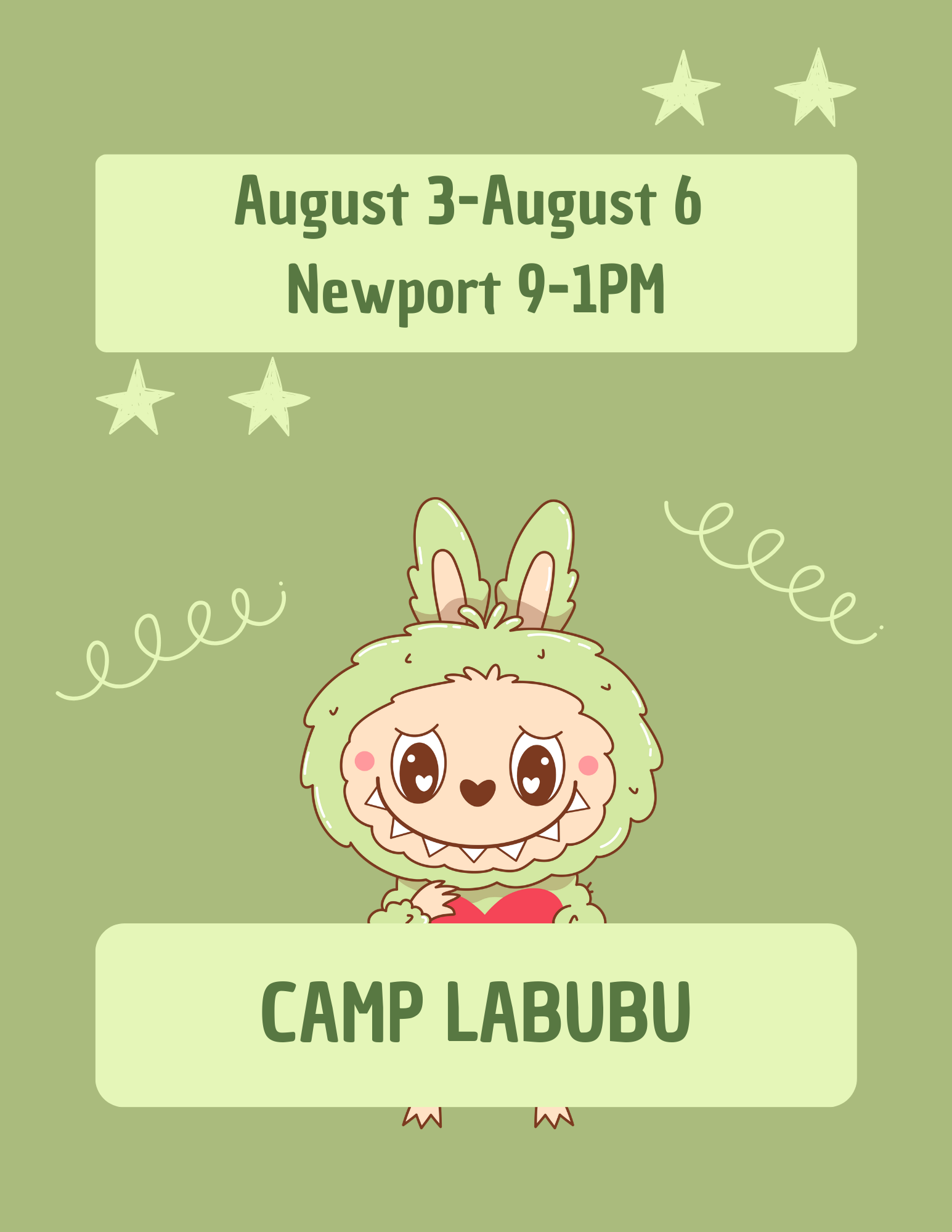 NB Camp Labubu 8/3-8/6 Morning 9-1PM