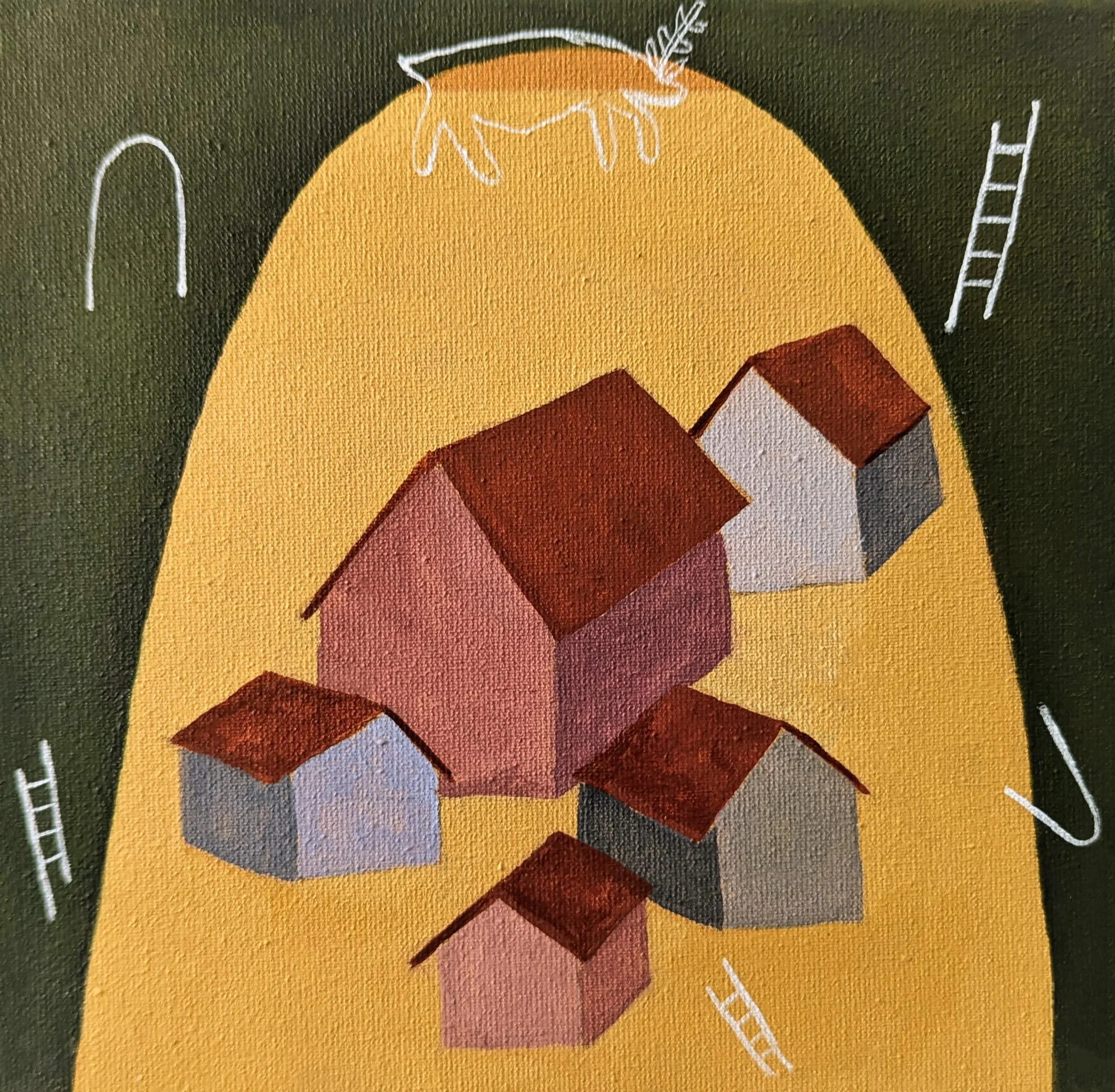 Houses
acrylic and gouache on canvas
8x8 inches