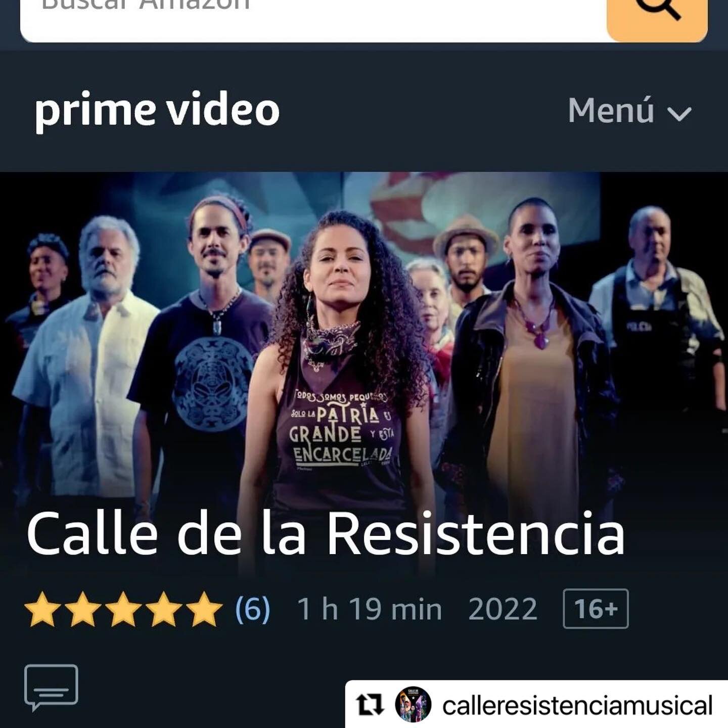 Wepa! Watch and tell your friends that @calleresistenciamusical is now on Amazon! With a large LA Rican cast/crew, this work behind the project by @maritxellcarrero @miltoncarreromusic @deniseblasor (plus many more) has been recognized as one of the 