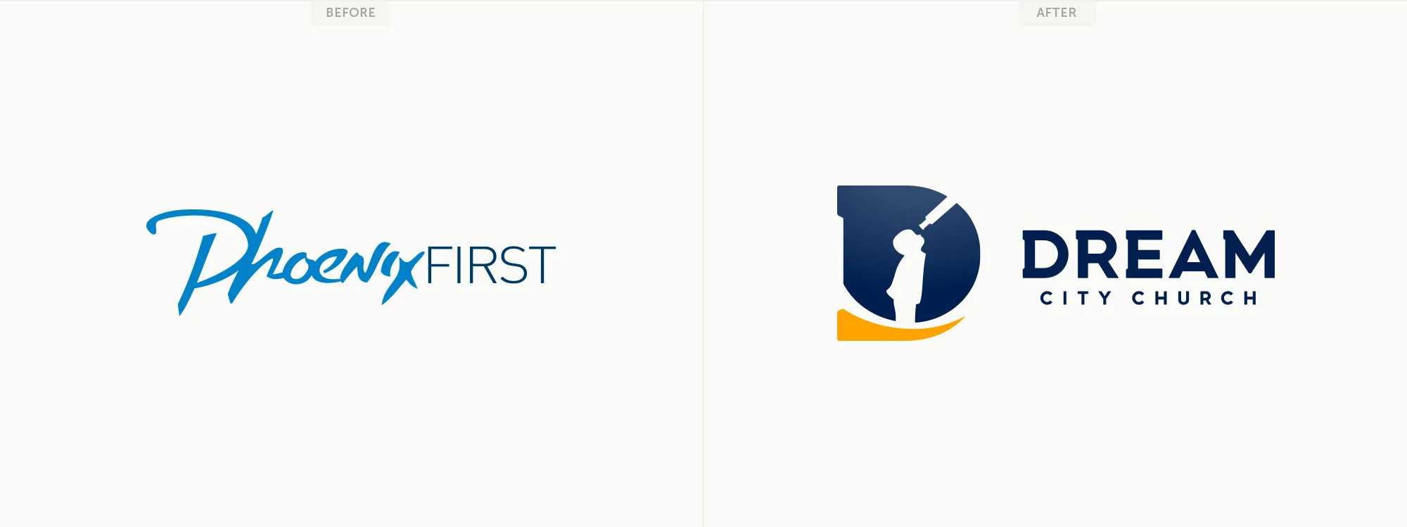 New logo and brand identity, Phoenix First to Dream City Church. Image copyright Jeff Miller, HellothisisJeff Design LLC
