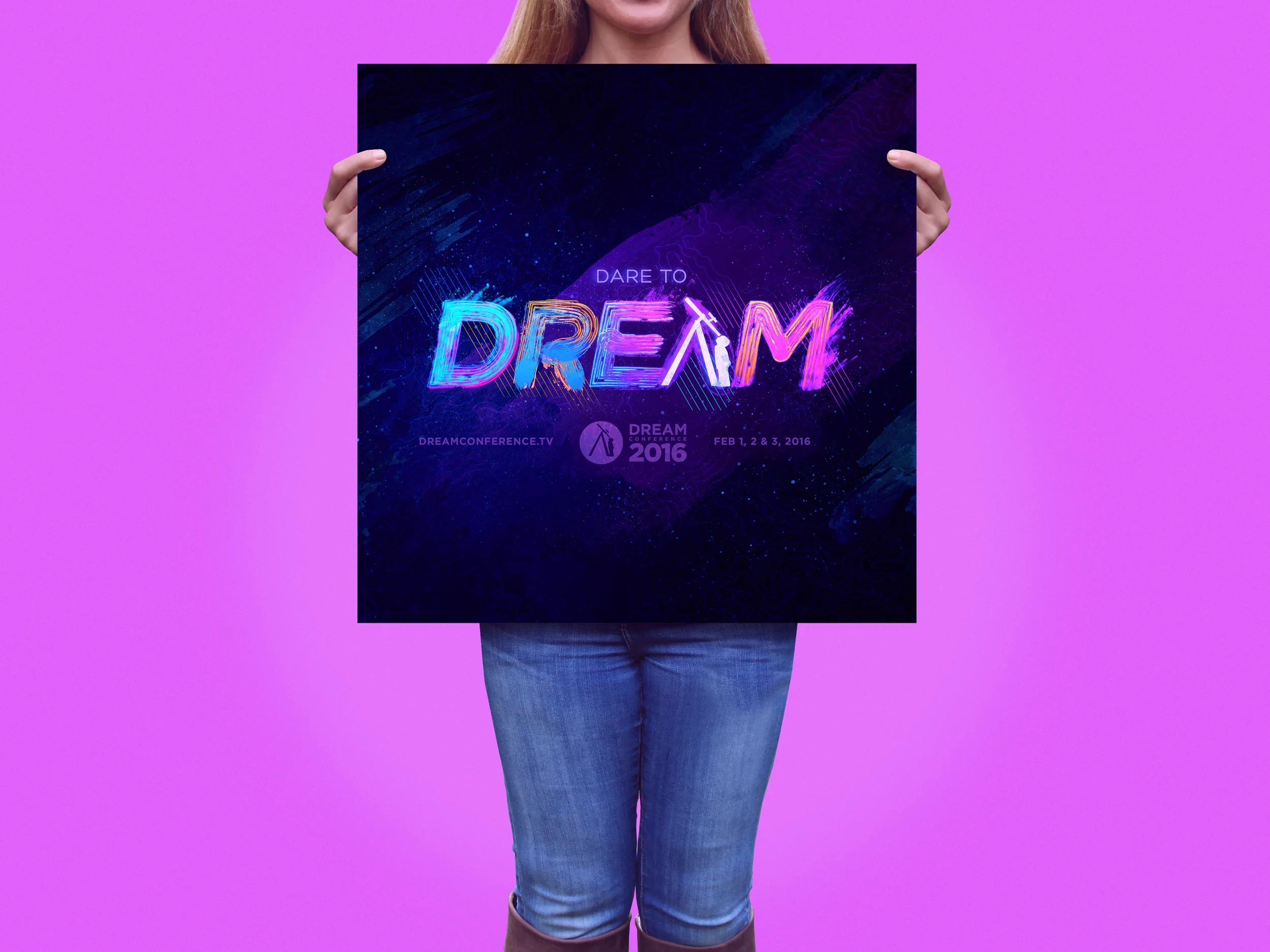 Concept for the 2016 Dream Conference "Dare to Dream" theme design. Image copyright Jeff Miller, HellothisisJeff Design LLC