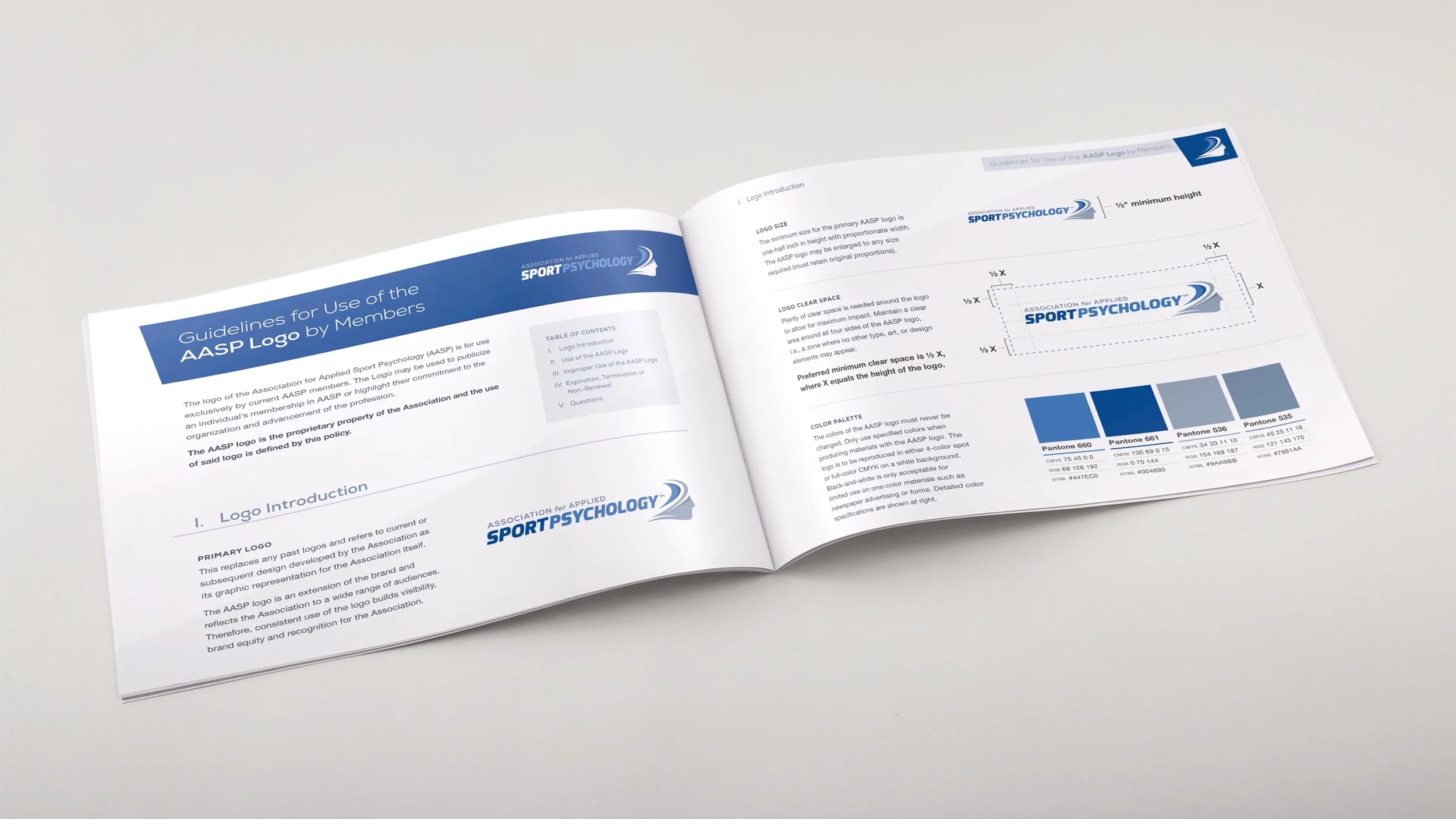 Brand usage guidelines for the AASP logo. Image copyright Jeff Miller, HellothisisJeff Design LLC