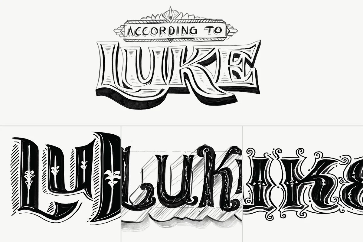 Luke title sketches. Image copyright Jeff Miller, HellothisisJeff Design LLC