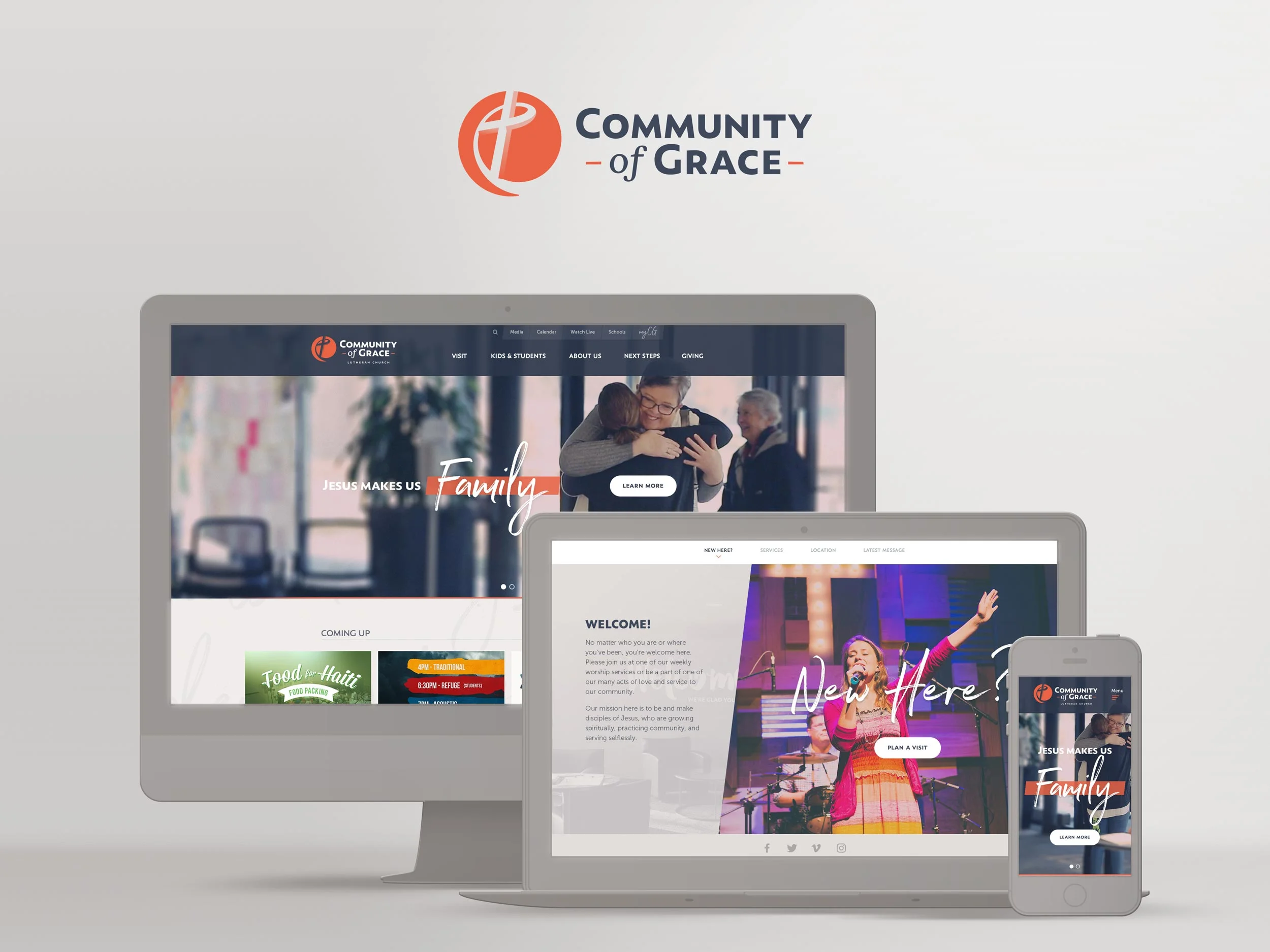 CommunityofGrace.church responsive website design by Jeff Miller, HellothisisJeff Design