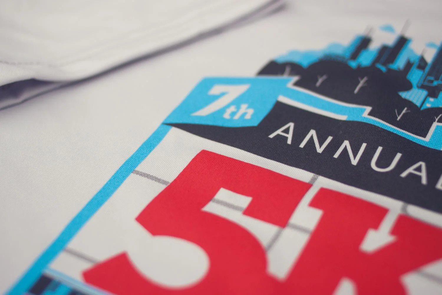 Lawndale 5K tech shirt design screen print detail. Image copyright Jeff Miller, HellothisisJeff Design LLC