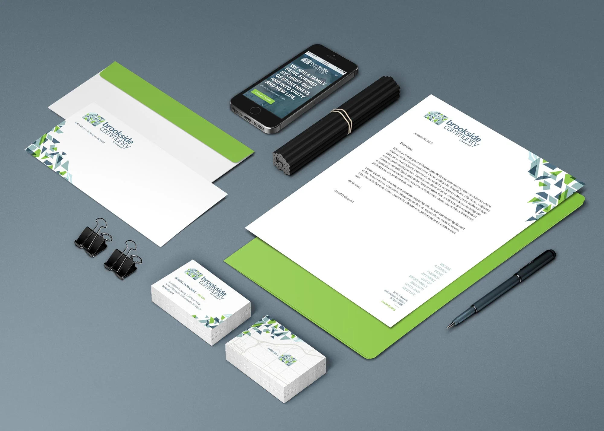Brookside Community Church business set. Design by Jeff Miller, HellothisisJeff Design