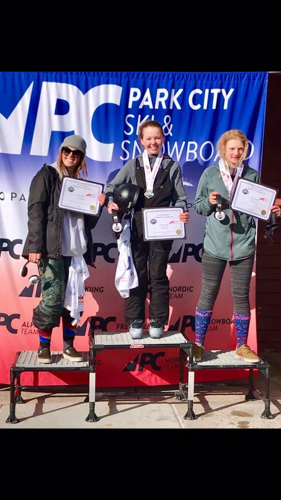 Connie Brogden coming in 1st in the Overall Slopestyle USSA Junior Freestyle/Freeskiing competition