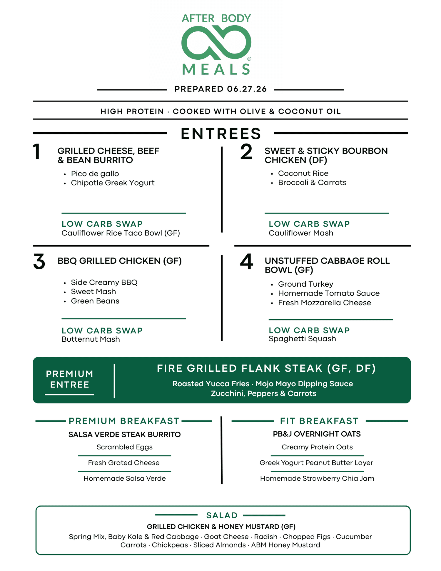 Weekly Menu — After Body Meals