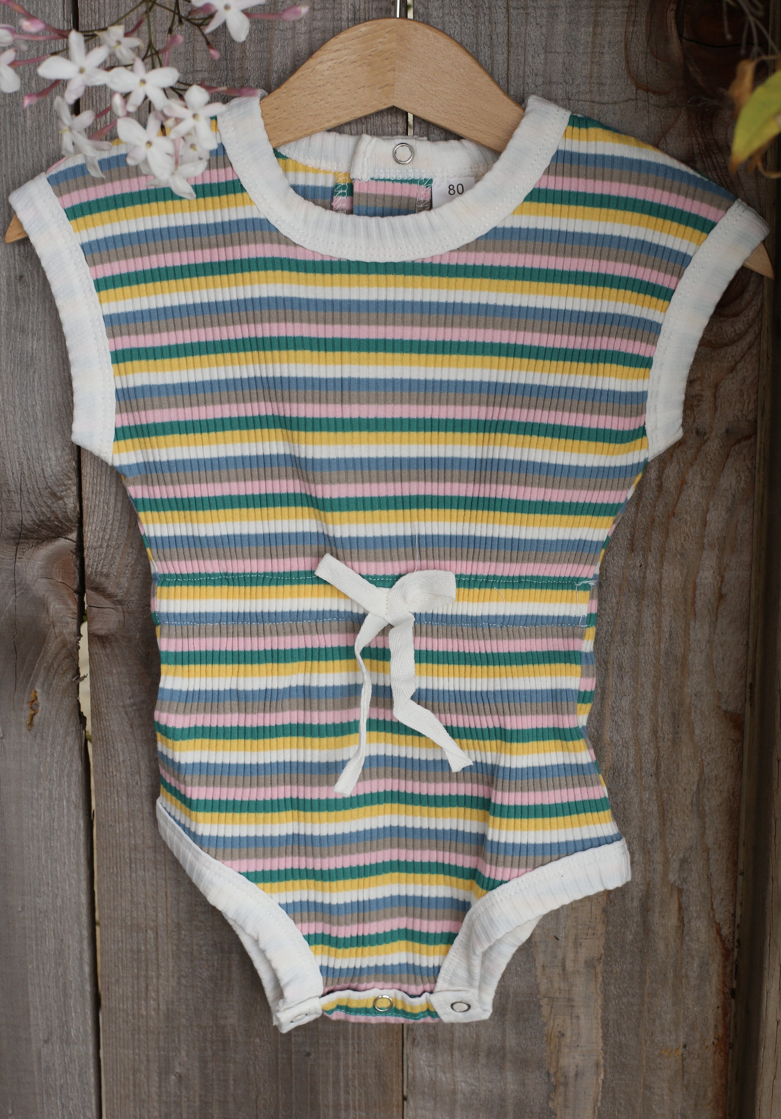 70s Style Striped Romper