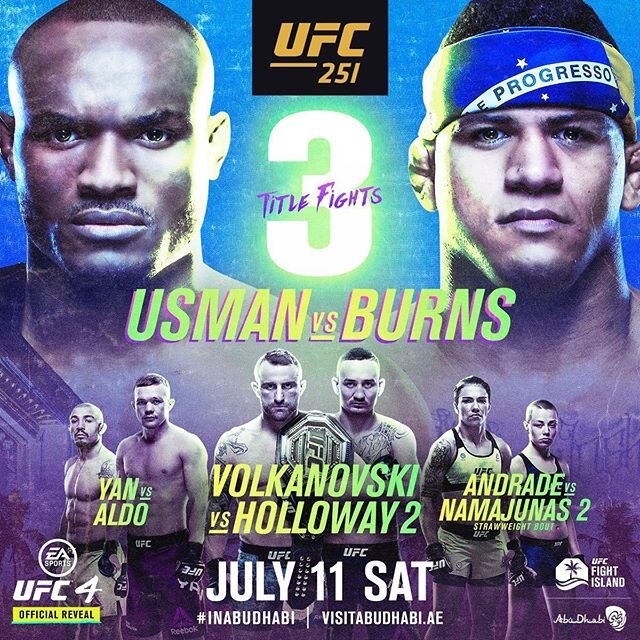 UFC is BACK 🥊 with the UFC 251 event on July 11, 2020 on Yas Island in Abu Dhabi, which will feature a trio of title fights headlined by Kamaru Usman defending his Welterweight strap against Gilbert Burns. Head over to @shades30a to watch all the ac