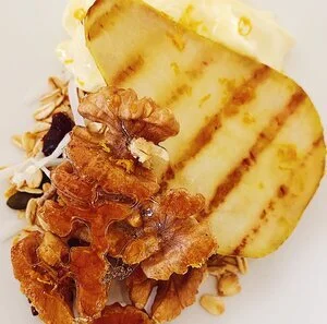 Grilled Pears with Honey Walnuts and Orange Mascarpone ~ Meal