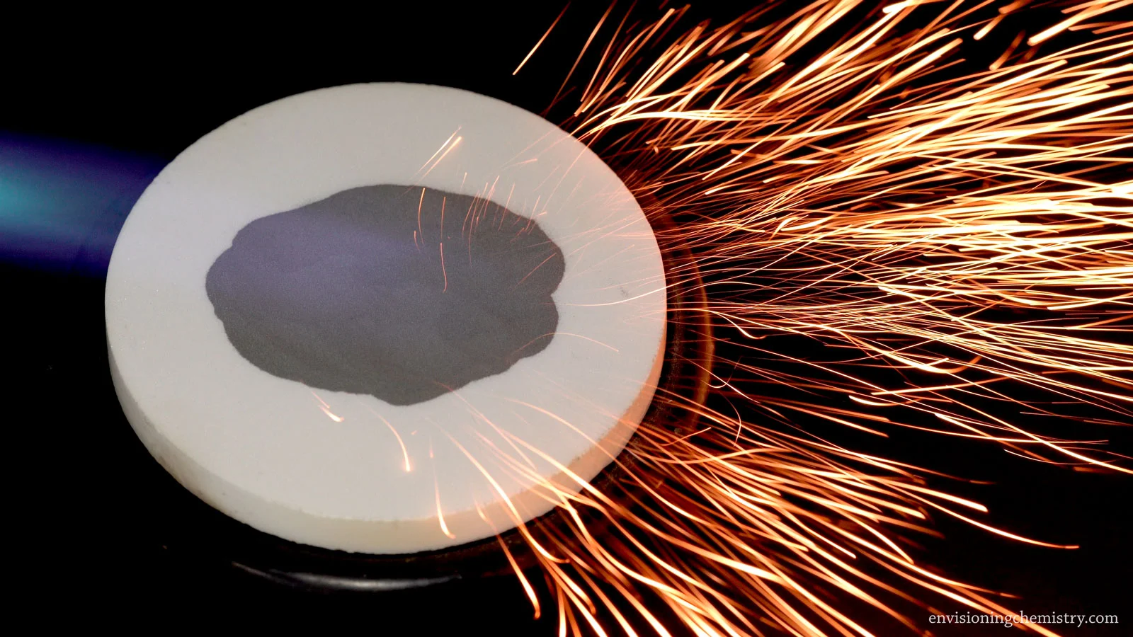 Combustion of iron powder in the air