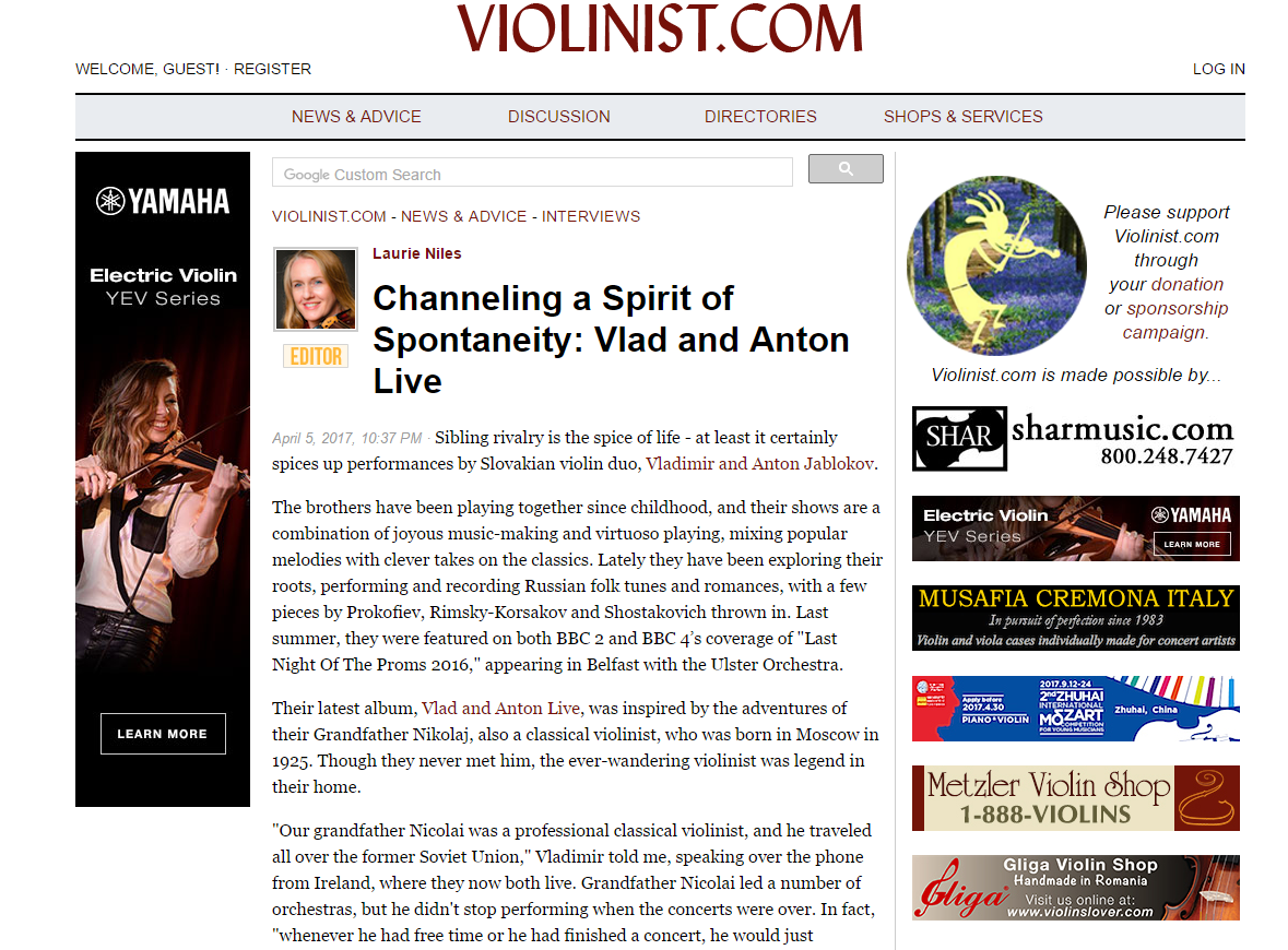 Interview with Violinist.com 