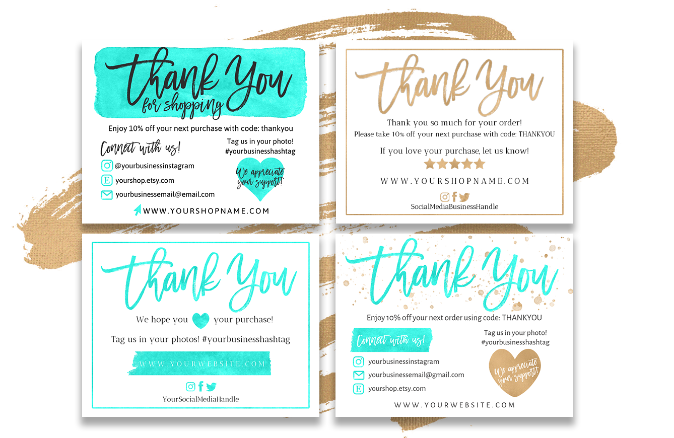 The Ultimate Thank You Card Turquoise Gold 4 Templates Love Lissy