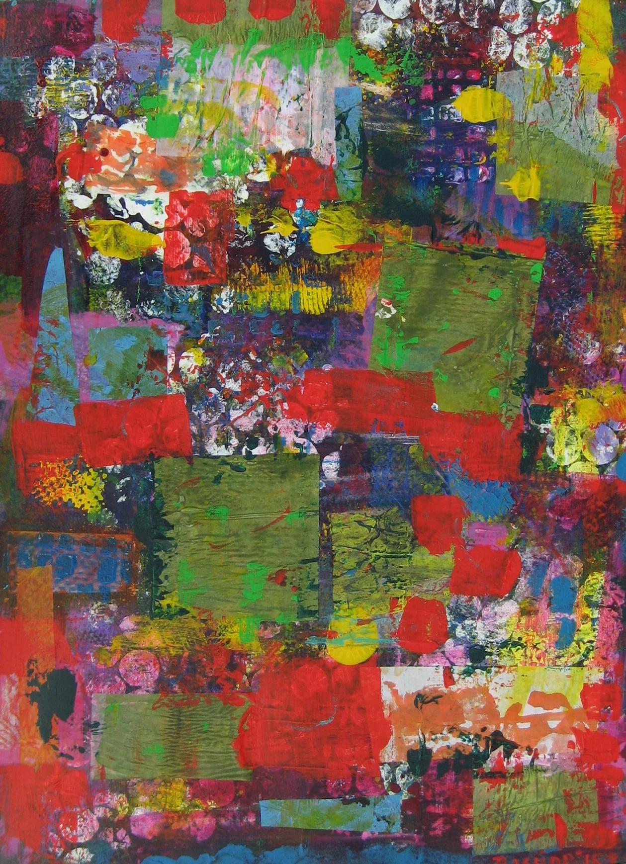 The Garden,  acrylic &amp; collage on paper,  22x30, 1200.00 framed