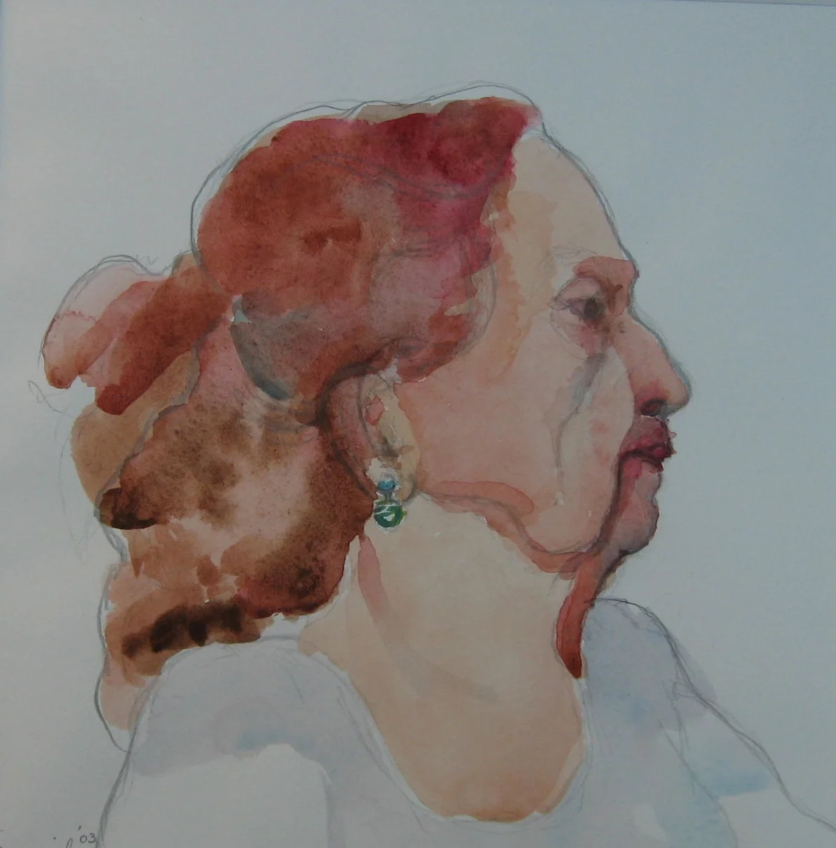 Portrait Of A Model,  watercolor on paper,
