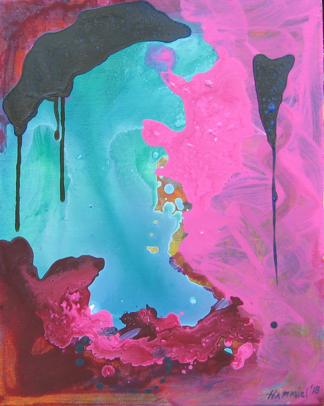 Below The Great Wave, acrylic on canvas, 16 x 24 framed, $400.00 SOLD