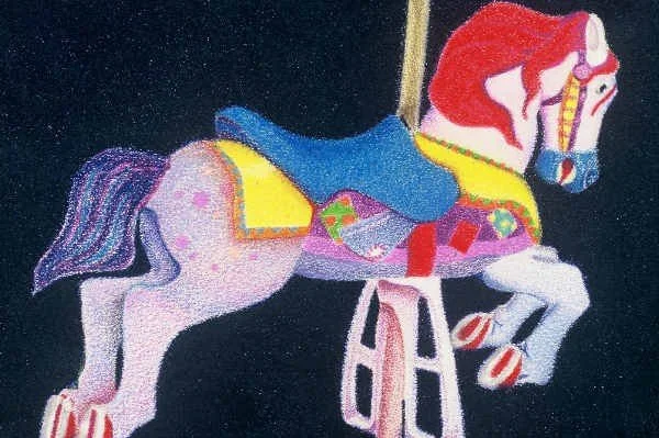 First Carousel, Colored Pencil on Paper, 5X7, SOLD