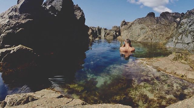 Completely hidden and left stranded high above the retreating shore line, this deep and crystal clear tidal pool is full of happy childhood memories that feel like yesterday. With the warm sun on our backs, we&rsquo;d scrambling up the steep, jagged 
