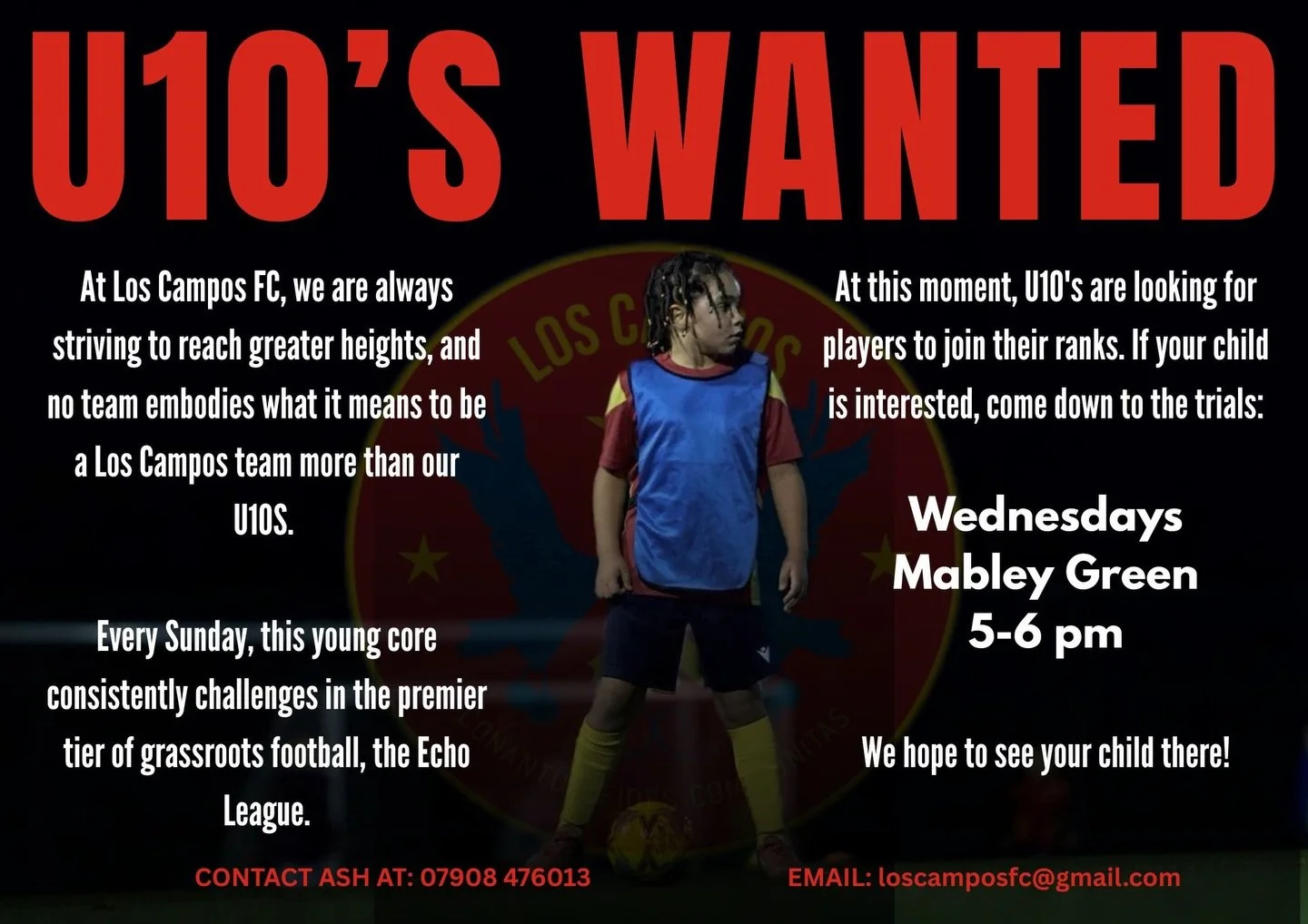 Calling any current U10 squad players looking to join an exciting U10 team full of joy and football knowledge 😎competing in the Echo League on Sundays ⭐️. Contact to book your trial now