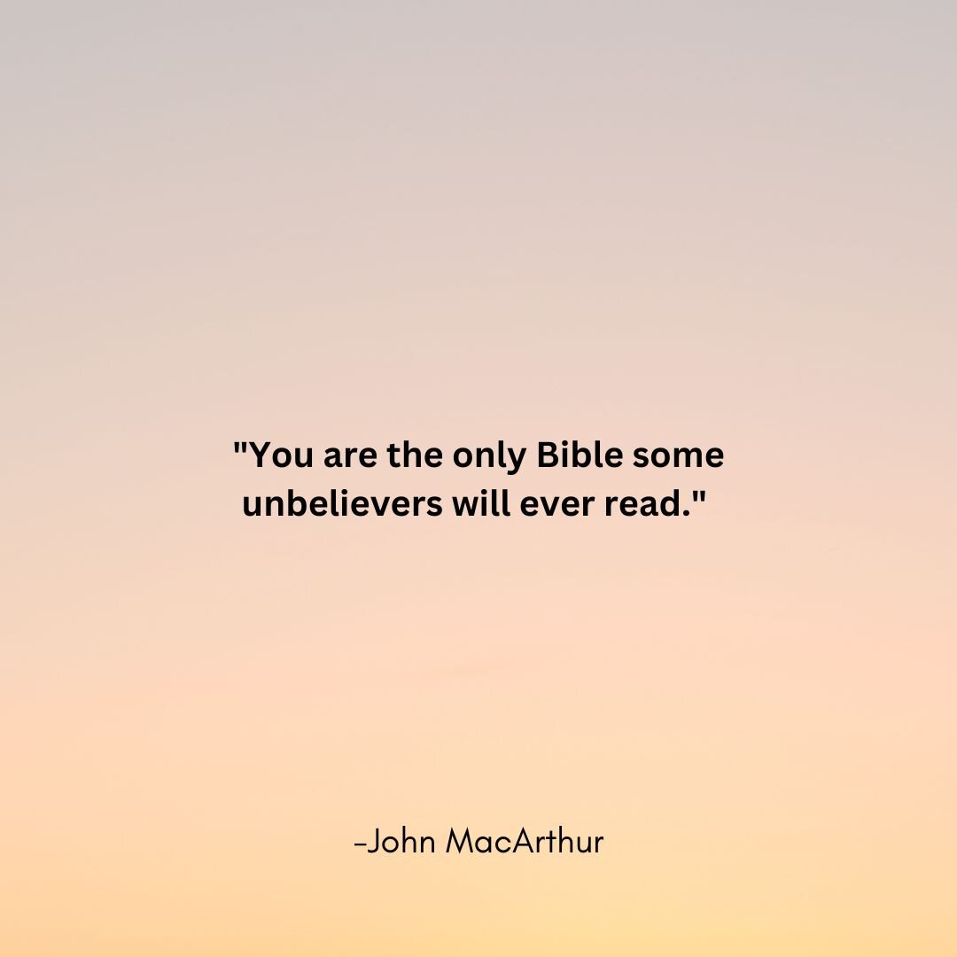 How true is this?!?!🙌🙌🙌

Some people won't have ever read the Bible, but you can be a light for them! You can show them God's word through your actions. It's just as simple as buying somebody a coffee, saving them a seat on Sunday, smiling at some