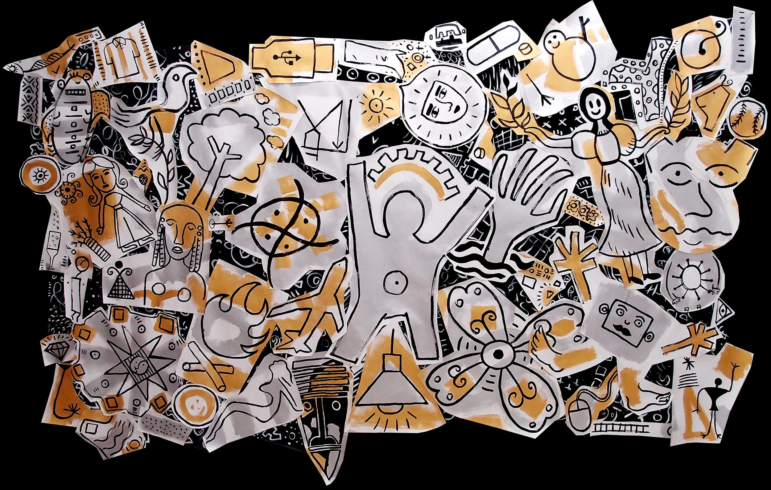 Acrylic on canvas, patchwork, THE LIFE, 75" x 118"