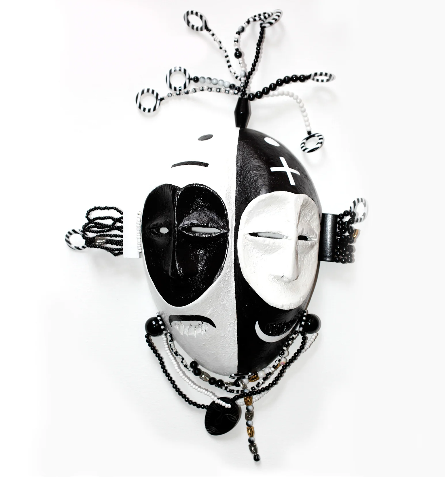 Mask, God of Ambivalence, wood, plastic, metal, 24" x 19" x 6"