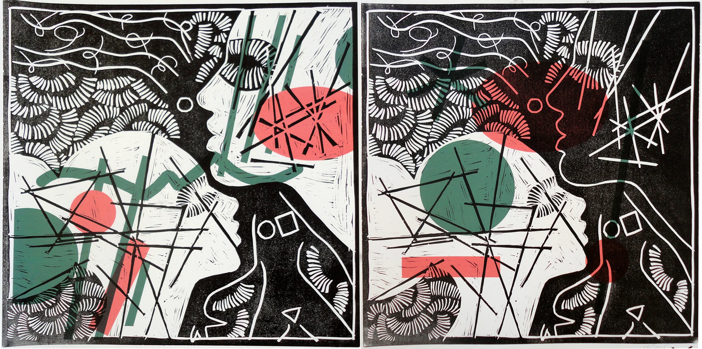 Target linocut size 12” x 12”