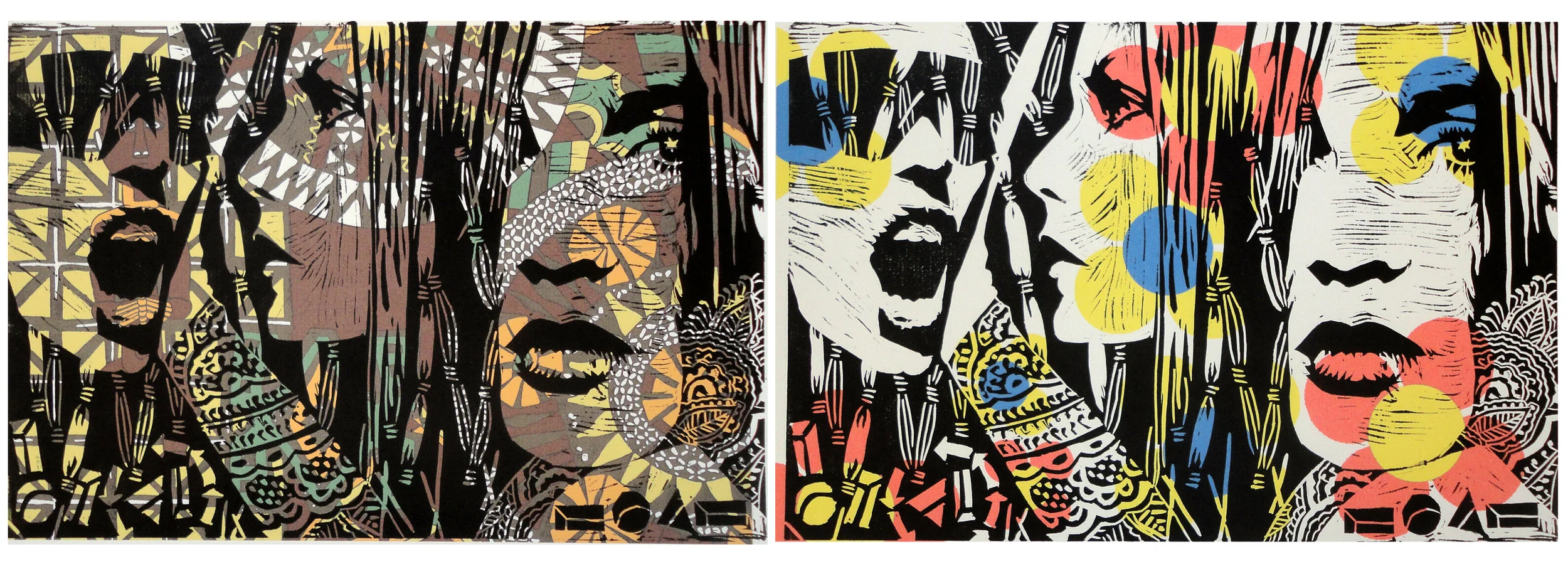 Me I and Myself linocut size 12” x 8”